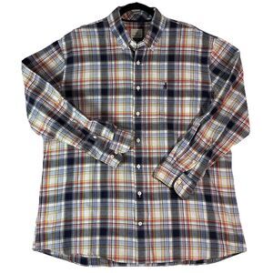 Johnnie O Hangin' Out Shirt Mens XL Blue Red Yellow Plaid Long Sleeve Button Up